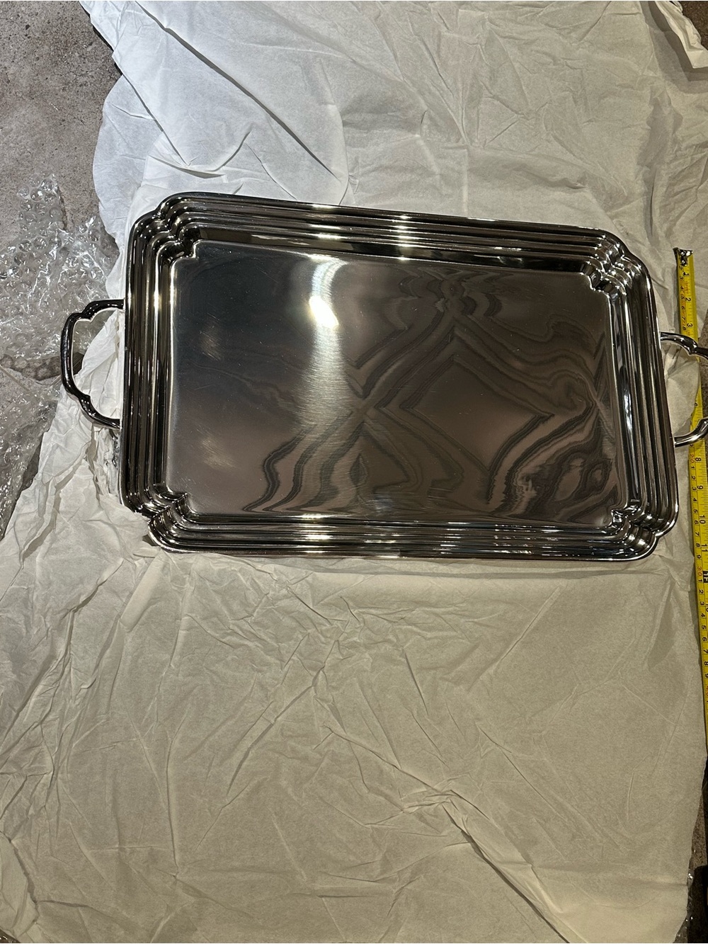 Charter Club Rectangular Silver Plated Tray with Ribbed Edge - Picture 3 of 3